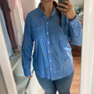 Old Navy chambray bird button up shirt